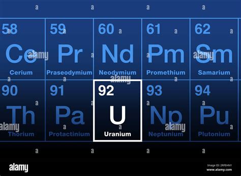 Uranium On Periodic Table Of The Elements In The Actinide Series