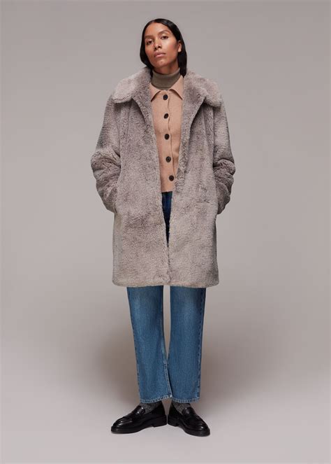 greymulti imogen faux fur coat whistles whistles uk