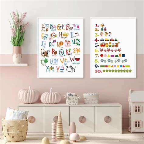 Kinderkamer Affiches Avec Lettres Et Chiffres D Animaux Pour D Cor De