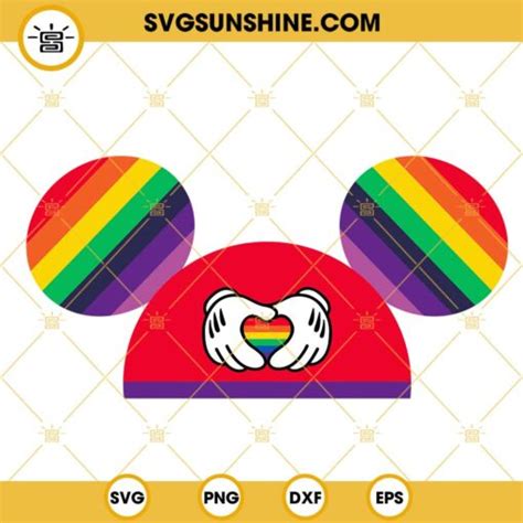 Mickey Mouse Rainbow Pride Ears Hat Svg Gay Pride Svg Lgbt Month Disney Svg Png Dxf Eps Cut Files