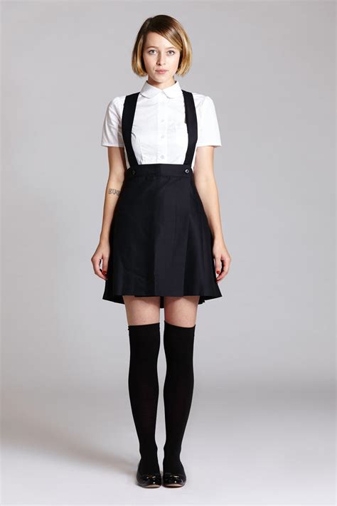 Pleated Suspender Skirt Navy Or Black Lécole Des Femmes