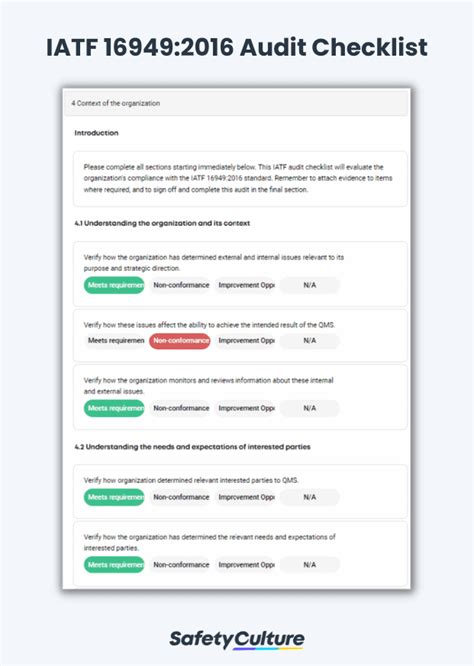 Free Iatf Audit Checklist And Template Pdf Safetyculture