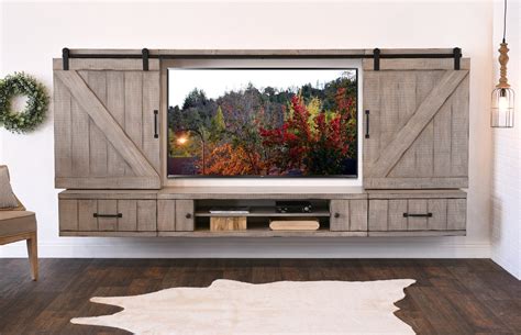 Barn Door Floating Tv Stand Entertainment Center Farmhouse Driftwo