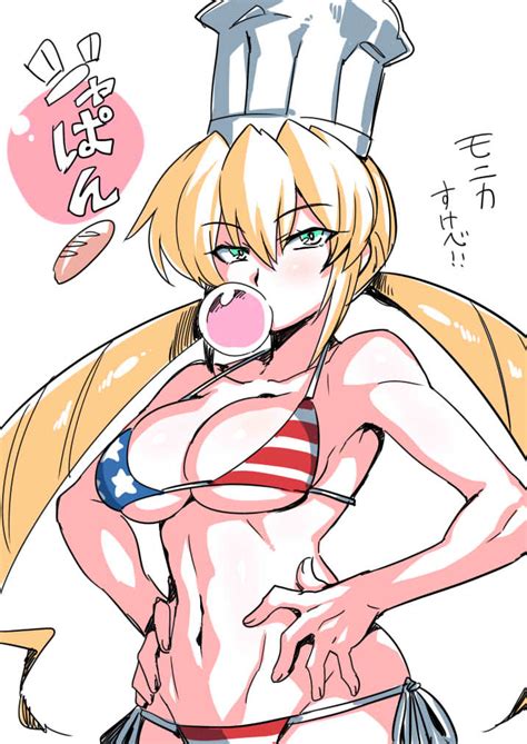 Tukiwani Monica Adenauer Yakitate Japan 1girl American Flag American Flag Bikini