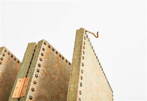 Fortuny Upholstered Five Panel Folding Screen Room Divider At 1stdibs