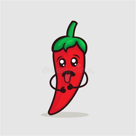 Cute Red Hot Chilli Pepper Character Illustration In Cartoon Style Stock Vector Illustration