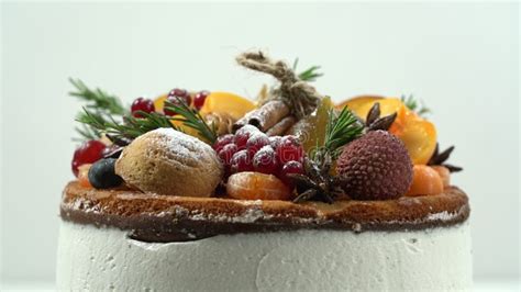 Christmas Naked Cream Frut Cake Close Up Stock Footage Video Of Homemade Anise 168091394