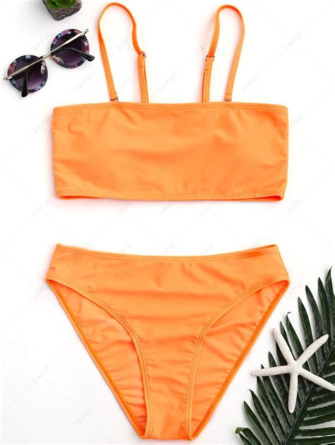 Padded High Cut Bandeau Bikini Set In ORANGE ZAFUL 2023