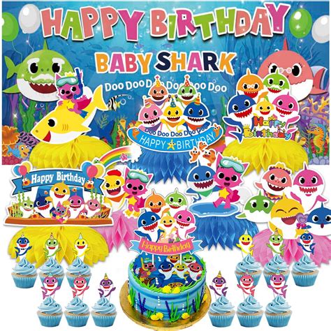 baby shark party decorations decor supplies honeycomb centerpieces
