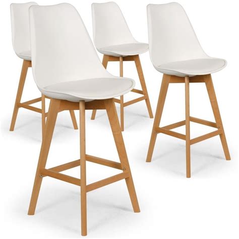 Lot De 4 Chaises De Bar Scandinaves Bovary Blanc MENZZO C807blanc