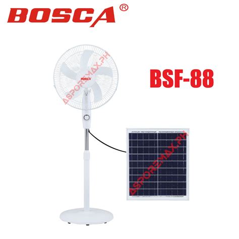 BOSCA Solar Stand Fan 16 Inches With 5 Blades 3 Speeds Solar Electric