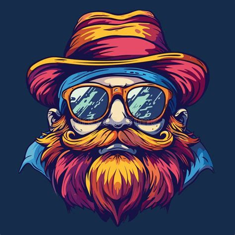 Bearded Hipster With Hat And Sunglasses Vector Illustration For Your