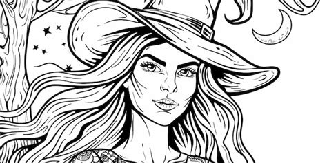 Premium Photo | Adult coloring page featuring a witch