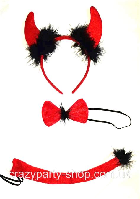 Карнавальный костюм Чертовки Черта Чертика Красный Рожки, бабочка ...