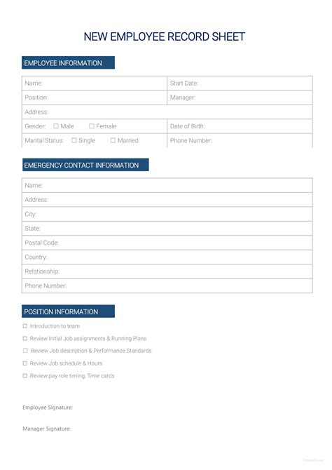 Free Employee Record Template