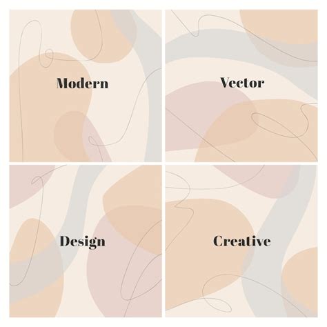 Conjunto de modelos quadrados formas abstratas orgânicas e linha em cores nude Vetor Premium