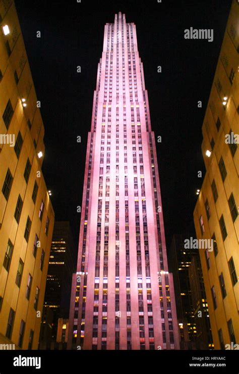 New York Usa April 27 2014 Rockfeller Center Illuminated At Night