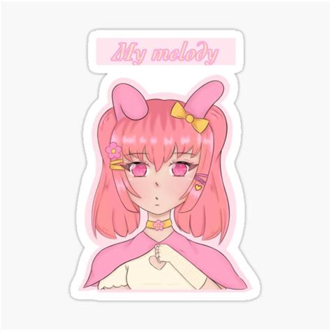 Kawaii Pink Bunny Anime Girl Sticker For Sale By Nancysartx Redbubble