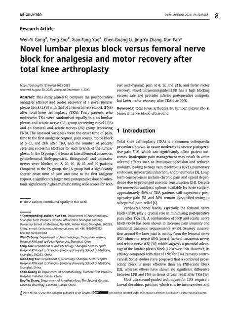 Pdf Novel Lumbar Plexus Block Versus Femoral Nerve Block For