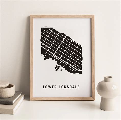 Lower Lonsdale Neighbourhood Map Print Vancouver Housewarming T