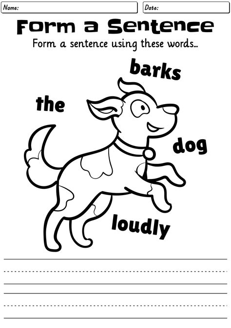 sentence building printables