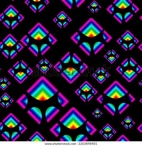 Geometric Abstracts Seamless Pattern Bright Rainbow Stock Illustration