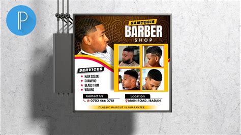 Classy BARBERING HAIR SALON BANNER Design PixelLab Tutorial Easy