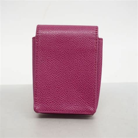 Chanel Auth Chanel Cigarette Case Caviar Leather Pink Cigarette Case