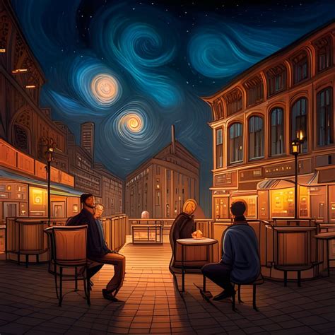 Painting of a cafe on a starry night - AI Generated Artwork - NightCafe ...