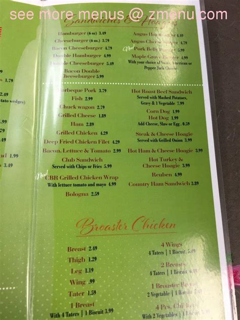 Menu at Maple Grove Restaurant, Unicoi