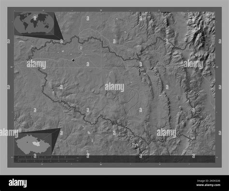 Pardubicky Region Of Czech Republic Bilevel Elevation Map With Lakes