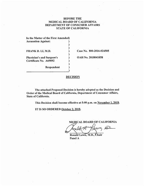 California Medical Board Proceedings For Li Documentcloud