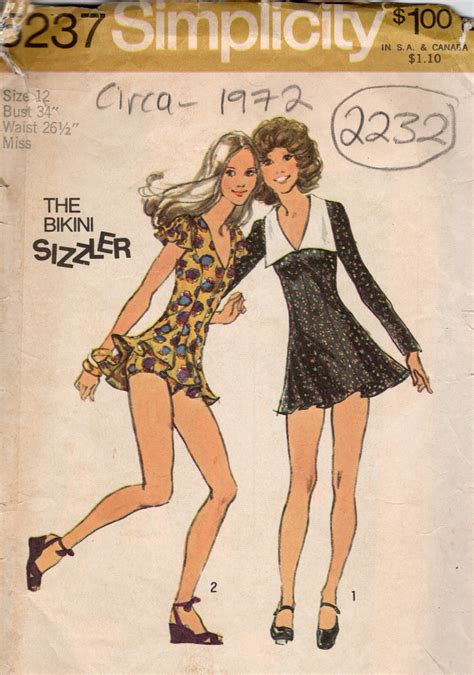 Vintage Sewing Pattern B Dress Detachable Collar Bikini Pants Simplicity