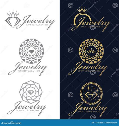 Gold and Gray Jewelry Logo Vector Set Design Stock Vector ...