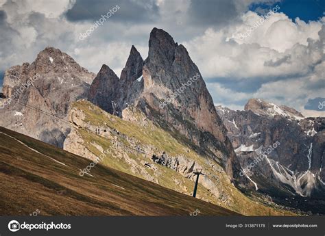 The Landscape Around The Top Of Seceda Peak Dolomites Italy — Stock