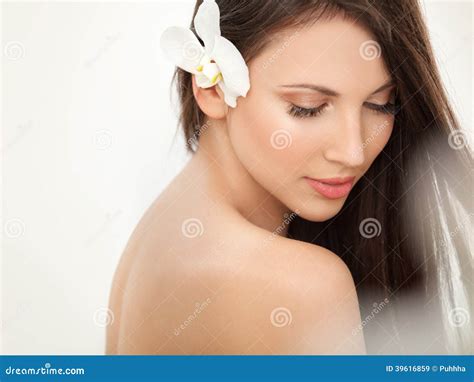 Brown Haar Schöner Brunette Mit Dem Langen Haar Stockbild Bild von mode haarpflege