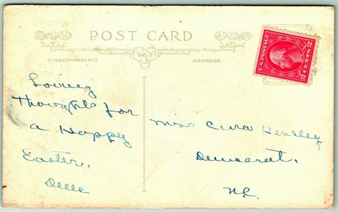 Easter Greetings Poem Pussy Willows Blue Birds Unp Db Postcard G Other Unsorted Postcard