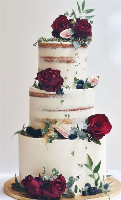 Beautiful Autumn Wedding Cake Two Tiers Semi Naked Wedding Cake Artofit