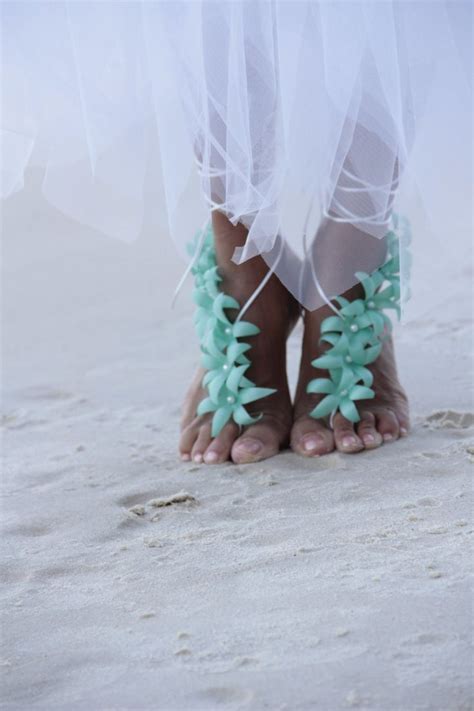 Sea Foam Green Mint Autumn Flowers Barefoot Sandal Beach Wedding Barefoot Sandal Nude Shoes