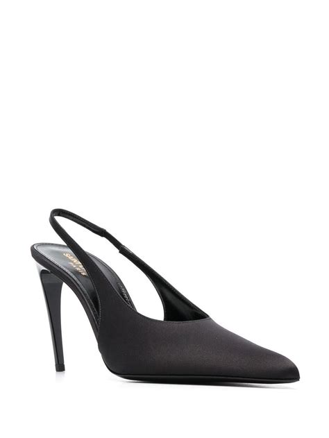 Saint Laurent Pointed Toe Satin Slingback Pumps Farfetch