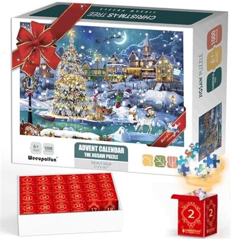 Weeupolfun Adventskalender 2024 Jigsaw Puzzle 1008 Teile Weihnachten