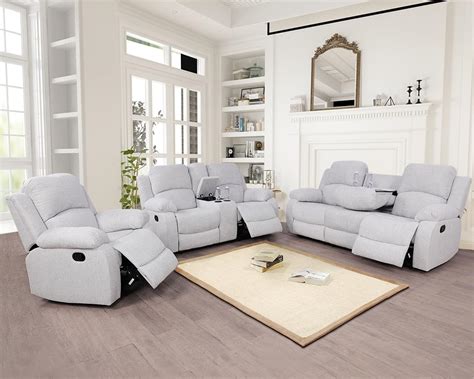amazoncom plithzy recliner sofa set living room furniture microfiber