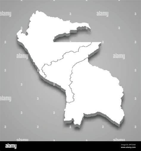 D Isometric Map Of Peru Bolivian Confederation Isolated With Shadow