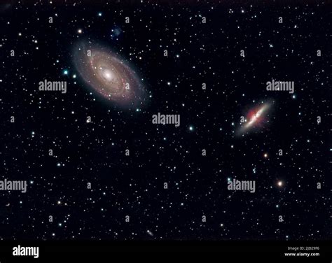 The galaxies M81 (Bodes Nebula, left) and M82 (Cigar Gallaxy) in the ...