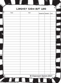 Library Logs Organization By Classroom Galore Tpt