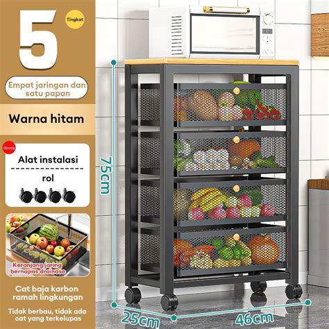 Jual Rak Dapur Troli Dengan Roda Geser Rak Laci Penyimpanan Rak Kabinet