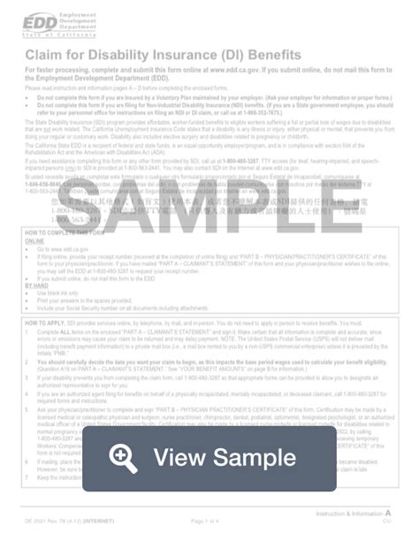 De 2501 Claim For Disability Insurance Pdf Sample Formswift