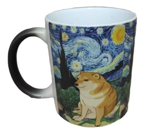 Taza Magica Perro Cheems Arte Noche Estrellada En Venta En General