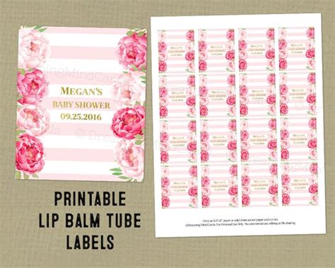 Custom Printable Lip Balm Tube Labels Pink Watercolor Floral Etsy