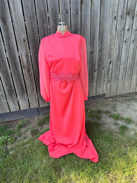 Vintage Hot Pink S Maxi Dress Etsy